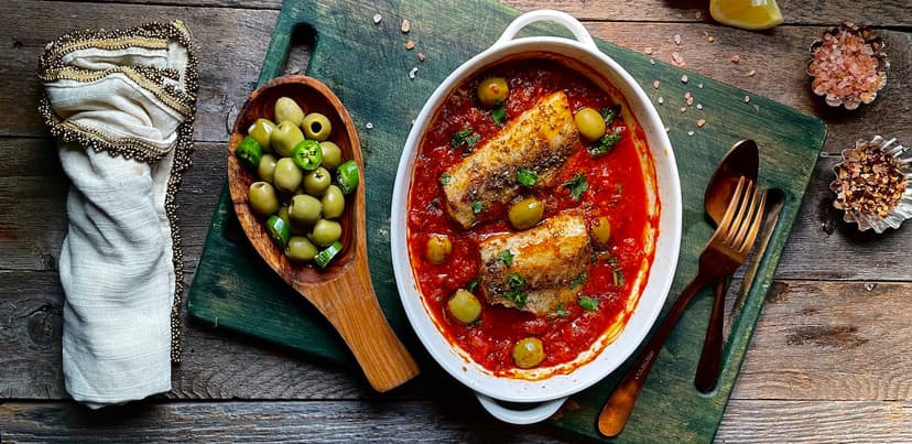 Baked-Fish-Fillet-in-Tomatoes-and-Green-Olives